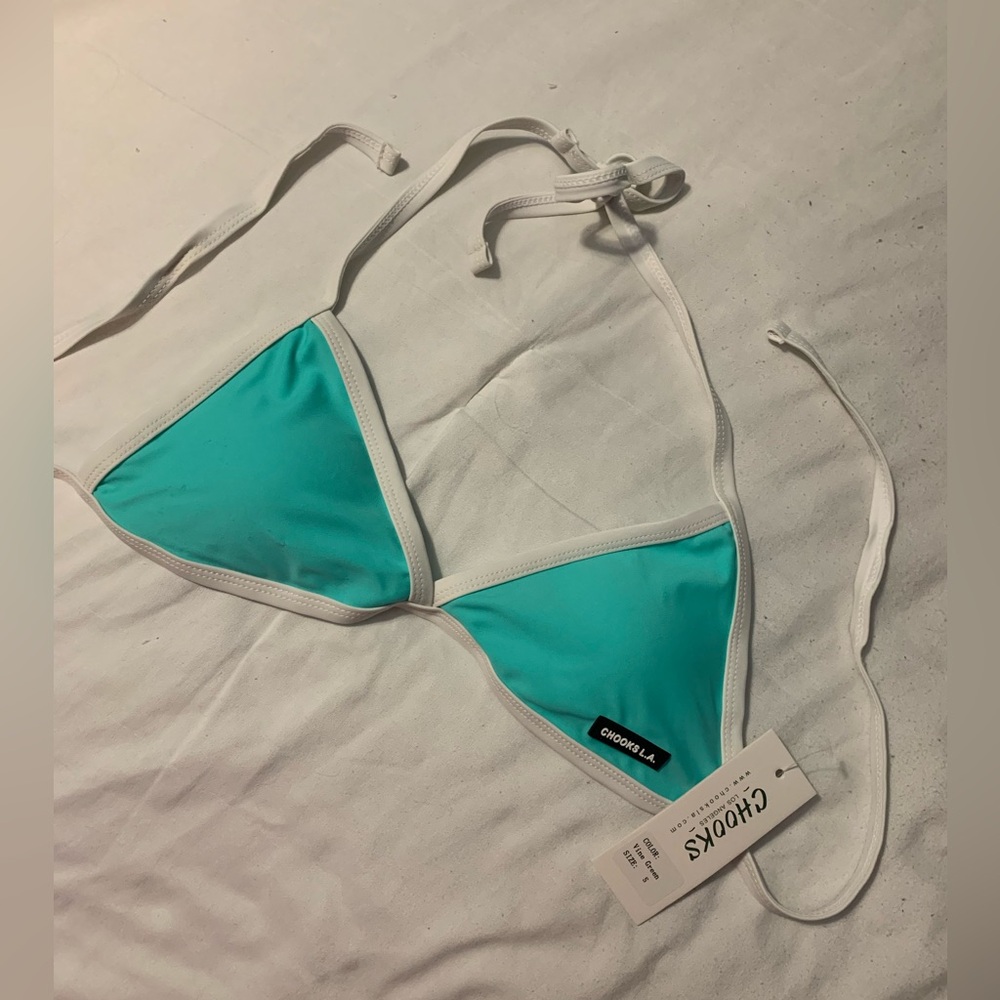 Boutine LA/Chooks LA halter tie bikini top, vine green NWT